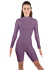 Solid Lycra LS T Neck Bikeshort Biketard - Zipper Back