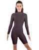 Solid Lycra LS T Neck Bikeshort Biketard - Zipper Back