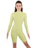 Solid Lycra LS T Neck Bikeshort Biketard - Zipper Back
