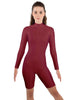 Solid Lycra LS T Neck Bikeshort Biketard - Zipper Back