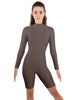 Solid Lycra LS T Neck Bikeshort Biketard - Zipper Back
