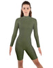 Solid Lycra LS T Neck Bikeshort Biketard - Zipper Back