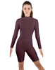 Solid Lycra LS T Neck Bikeshort Biketard - Zipper Back