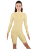Solid Lycra LS T Neck Bikeshort Biketard - Zipper Back