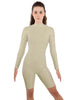 Solid Lycra LS T Neck Bikeshort Biketard - Zipper Back