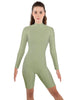 Solid Lycra LS T Neck Bikeshort Biketard - Zipper Back