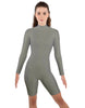 Solid Lycra LS T Neck Bikeshort Biketard - Zipper Back