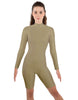 Solid Lycra LS T Neck Bikeshort Biketard - Zipper Back