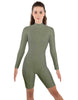 Solid Lycra LS T Neck Bikeshort Biketard - Zipper Back