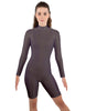 Solid Lycra LS T Neck Bikeshort Biketard - Zipper Back