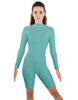 Solid Lycra LS T Neck Bikeshort Biketard - Zipper Back