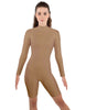Solid Lycra LS T Neck Bikeshort Biketard - Zipper Back