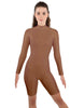 Solid Lycra LS T Neck Bikeshort Biketard - Zipper Back