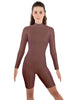Solid Lycra LS T Neck Bikeshort Biketard - Zipper Back