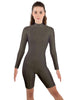 Solid Lycra LS T Neck Bikeshort Biketard - Zipper Back