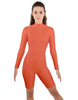 Solid Lycra LS T Neck Bikeshort Biketard - Zipper Back