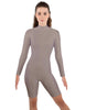 Solid Lycra LS T Neck Bikeshort Biketard - Zipper Back