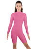 Solid Lycra LS T Neck Bikeshort Biketard - Zipper Back