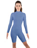 Solid Lycra LS T Neck Bikeshort Biketard - Zipper Back