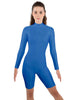 Solid Lycra LS T Neck Bikeshort Biketard - Zipper Back