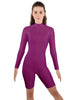 Solid Lycra LS T Neck Bikeshort Biketard - Zipper Back