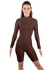 Solid Lycra LS T Neck Bikeshort Biketard - Zipper Back