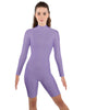 Solid Lycra LS T Neck Bikeshort Biketard - Zipper Back