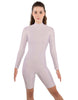 Solid Lycra LS T Neck Bikeshort Biketard - Zipper Back