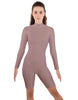 Solid Lycra LS T Neck Bikeshort Biketard - Zipper Back