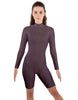 Solid Lycra LS T Neck Bikeshort Biketard - Zipper Back