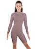Solid Lycra LS T Neck Bikeshort Biketard - Zipper Back