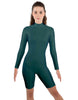Solid Lycra LS T Neck Bikeshort Biketard - Zipper Back
