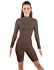 Solid Lycra LS T Neck Bikeshort Biketard - Zipper Back