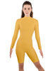 Solid Lycra LS T Neck Bikeshort Biketard - Zipper Back