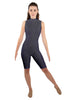 Solid Lycra T Neck Sleeveless Biketard - Nicker Short Length - Zipper Back