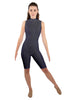 Solid Lycra T Neck Sleeveless Biketard - Nicker Short Length - Zipper Back