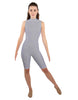 Solid Lycra T Neck Sleeveless Biketard - Nicker Short Length - Zipper Back
