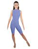 Solid Lycra T Neck Sleeveless Biketard - Nicker Short Length - Zipper Back