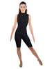 Solid Lycra T Neck Sleeveless Biketard - Nicker Short Length - Zipper Back