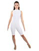 Solid Lycra T Neck Sleeveless Biketard - Nicker Short Length - Zipper Back