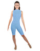 Solid Lycra T Neck Sleeveless Biketard - Nicker Short Length - Zipper Back