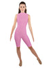Solid Lycra T Neck Sleeveless Biketard - Nicker Short Length - Zipper Back