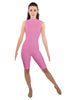 Solid Lycra T Neck Sleeveless Biketard - Nicker Short Length - Zipper Back