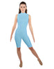 Solid Lycra T Neck Sleeveless Biketard - Nicker Short Length - Zipper Back