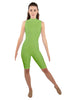 Solid Lycra T Neck Sleeveless Biketard - Nicker Short Length - Zipper Back