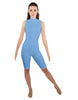 Solid Lycra T Neck Sleeveless Biketard - Nicker Short Length - Zipper Back