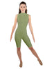Solid Lycra T Neck Sleeveless Biketard - Nicker Short Length - Zipper Back