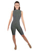 Solid Lycra T Neck Sleeveless Biketard - Nicker Short Length - Zipper Back