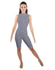 Solid Lycra T Neck Sleeveless Biketard - Nicker Short Length - Zipper Back
