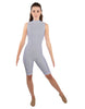Solid Lycra T Neck Sleeveless Biketard - Nicker Short Length - Zipper Back